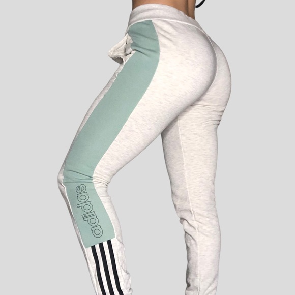 Adidas Color Block 30โ Joggers Gray Green Size S
